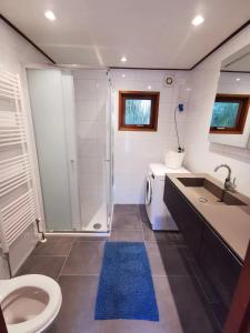 皮滕Chalet Rust-ique的浴室配有卫生间水槽和洗衣机。