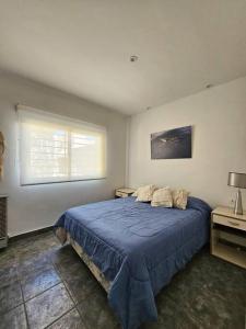 拉斯格路塔斯OlaLasGrutas Casa 4ta Bajada的一间卧室设有蓝色的床和窗户。