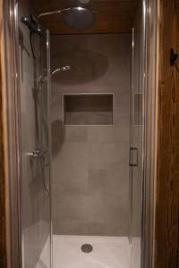 布里昂松Laltizoard的浴室里设有玻璃门淋浴