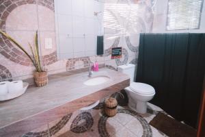皮帕La Serena Hostel的一间带水槽和卫生间的浴室