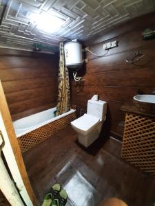 斯利那加Hb nancy group of houseboats的一间带卫生间和水槽的浴室