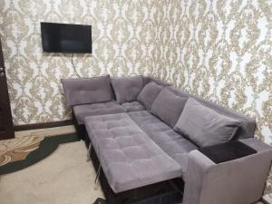 杜尚别one-room apartment in Dushanbe的客厅设有沙发,配有电视