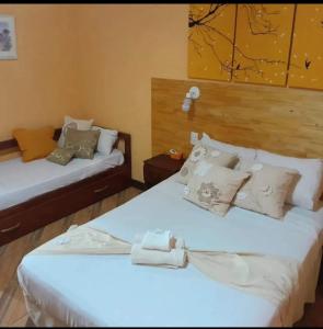 伊瓜苏港Hostel Damaris的两张床位 - 带两张西德西德床