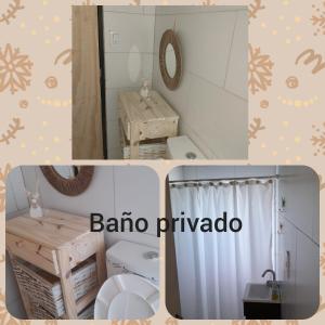 圣拉斐尔Casa la buena vida的一间带卫生间、水槽和镜子的浴室