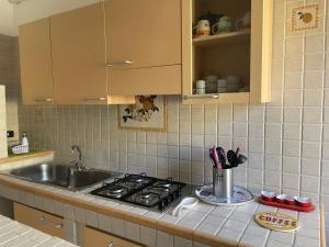 布林迪西Parvis home的厨房柜台配有炉灶和水槽
