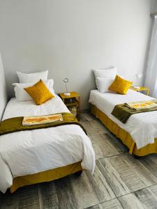 鲸湾港Euphorie的两张睡床彼此相邻,位于一个房间里