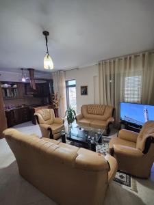 培拉特City Center Apartment的带沙发和平面电视的客厅