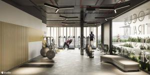 Ấp Phú ThọCompassone - 2bd Luxury Apartment Free Gym & Pool的健身房,有女士在健身房锻炼