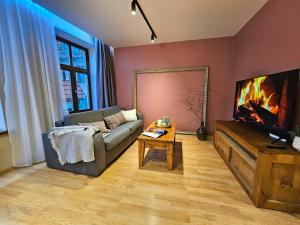 里加Silversmith's Residence in Old Riga的带沙发和平面电视的客厅