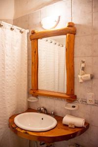 拉安戈斯图拉镇Hostería Epulén的一间带水槽和镜子的浴室
