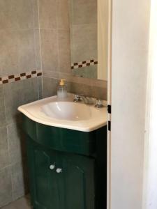 科隆El Aura的一间带水槽和绿色橱柜的浴室