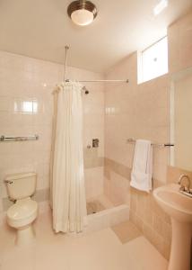 阿雷基帕贝纳维德斯酒店的带淋浴、卫生间和盥洗盆的浴室