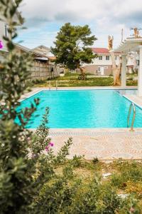 道伊斯Villa Izabella in Panglao Island的院子里的大型蓝色游泳池