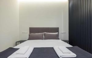 塞维利亚AT Presidente Nº1 apartamento privado completo的一间卧室配有一张大床和两条毛巾