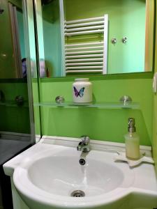 Mirabel-aux-Baronniesvilla les Pins的一间带水槽和镜子的浴室