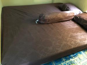 KomodoDua Putri Komodo Homestay的一张带两个枕头的棕色床