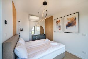 达尔沃沃Solaris 711, sea view.的一间卧室配有一张床和镜子