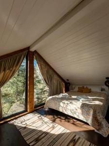 亚布卢尼齐亚Chili Shale的一间卧室设有一张床和一个大窗户
