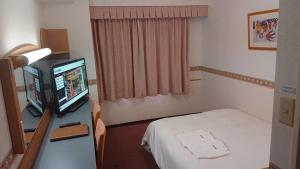 敦贺市Hotel Alpha-One Tsuruga的一间医院间,配有床和电视