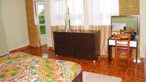 RwumbaNyungwe Hill View Hotel的一间卧室配有梳妆台和一张带镜子的书桌