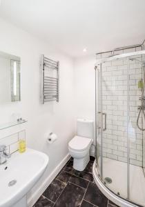 布里斯托布里斯托尔克利夫顿酒店的浴室配有卫生间、盥洗盆和淋浴。