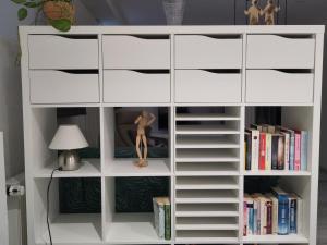 QuierschiedCasa Viva - Separate, ruhig gelegene Wohnung的中间有一个 ⁇ 的白色书架
