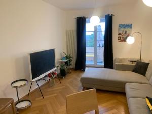 赫拉德茨 - 克拉洛韦Apartment Grossman的带沙发和平面电视的客厅