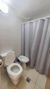 门多萨La Quinta departamento的一间带卫生间和水槽的浴室