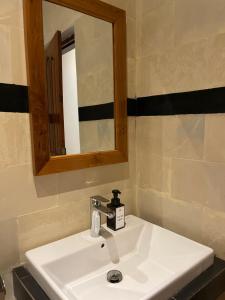 罗威那Kubu Elsa Bali的浴室设有白色水槽和镜子