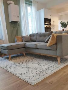 特鲁瓦L’Atmosphère | Centre-Ville Netflix | Mon Groom的带沙发和地毯的客厅