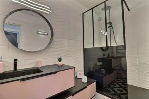 特鲁瓦Nid d'aigle - terrasse - vue ville - Mon Groom的一间带水槽和镜子的浴室