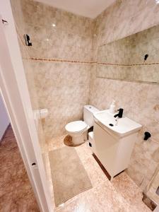 皮内达德马尔Mediterraneo Euroviajeros Room的一间带卫生间和水槽的浴室