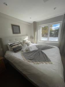 韦尔比耶Verbier Apt 2 rooms (3 guests)的卧室配有一张大白色床和窗户