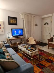奥贝奈ZELLA HAUS的带沙发和电视的客厅