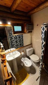 且乌塔西扎山林小屋的一间带卫生间和水槽的浴室