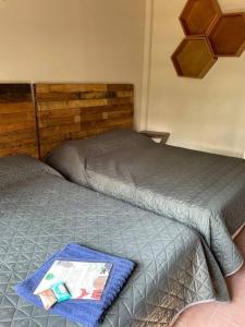 科尔多瓦Rancho 3 marias的卧室内两张并排的床