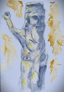 努美阿Alain的妇女雕像图画