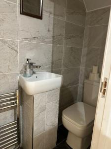沃特福德Adam’s Place, Watford WD17 2PY (near Harry Potter)的一间带水槽和卫生间的浴室