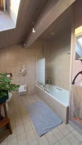 PrésillyChambre dans Maison Campagnarde的带浴缸和盥洗盆的大浴室