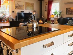 奈舍Holiday home NÄSSJÖ III的厨房内炉灶上的茶壶