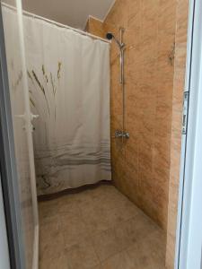 里拉Centaur Family Hotel的浴室内配有淋浴帘。