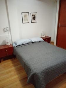 圣巴托洛EDIFICIO MARIA KIAN的一间卧室配有一张床、两个床头柜和两盏灯。