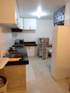 圣巴托洛EDIFICIO MARIA KIAN的厨房配有水槽和冰箱