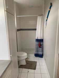 Loveladies5 Br, 3rd From The Ocean的白色的浴室设有卫生间和淋浴。