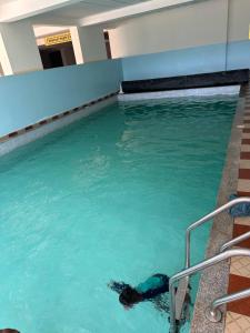 内罗毕Furnished 2 Bedroom Apartment in Lavington Nairobi的躺在水池里的人