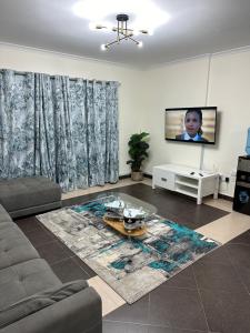 内罗毕Furnished 2 Bedroom Apartment in Lavington Nairobi的带沙发和平面电视的客厅