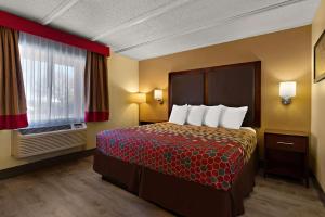 弗拉格斯塔夫Econo Lodge Flagstaff Route 66的酒店客房设有床和窗户。