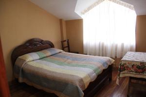 Lago Sagrado Titicaca - Casa de Campo & Agroturismo的一间卧室设有一张床和一个窗口
