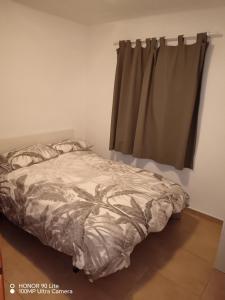 卡斯特利翁-德拉普拉纳Castellón Apartment Basic的卧室内的一张床位,带窗户