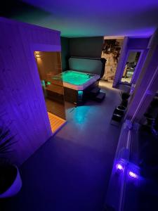 索瓦塔Vila Diamond Lux&Spa的紫色客房,配有台球桌